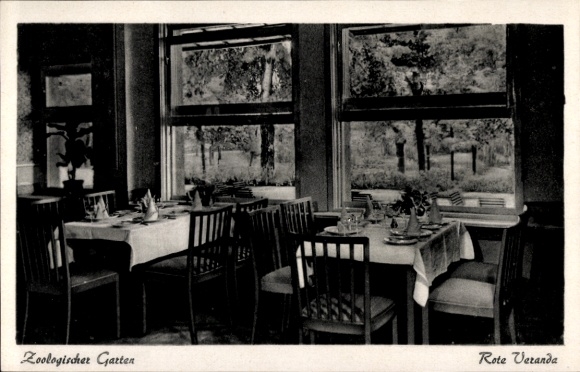 Ak Berlin Tiergarten, Restaurationsbetrieb Zoologischer Garten, Budapester Straße 20, Rote Veranda