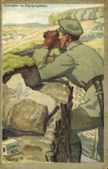 Artist PC Georgi, W., observer in the trenches, advertising, Leibniz biscuit