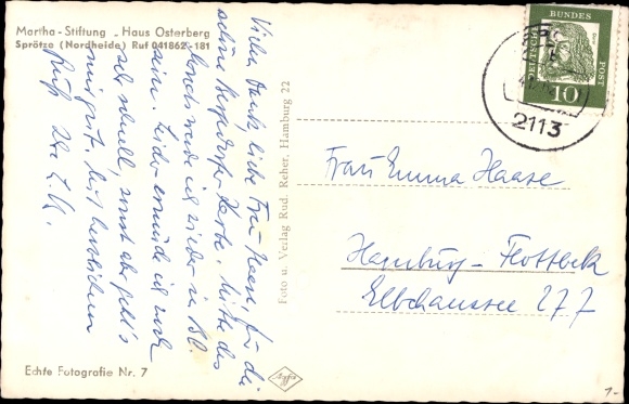 Postcard Sprötze Buchholz in the Nordheide, Martha Foundation, Haus Osterberg