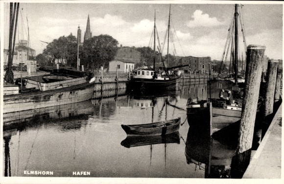 Ak Elmshorn in Holstein, gedeeltelijk zicht op de haven