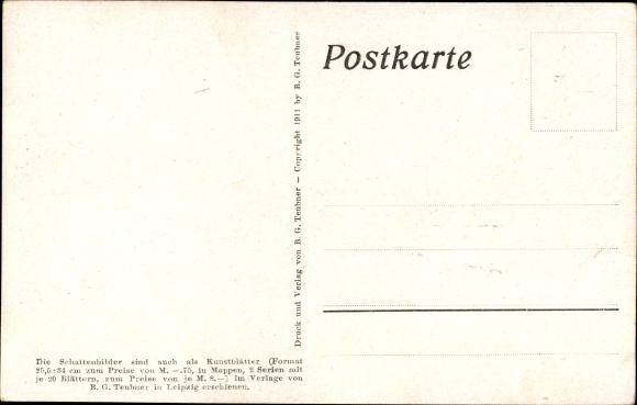 Paper cut Postcard Diefenbach, Divine Youth 2, part image 37, harp