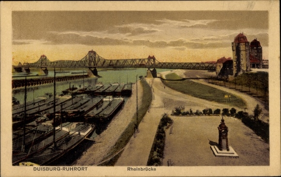 KP Ruhrort Duisburg w Zagłębiu Ruhry, most na Renie