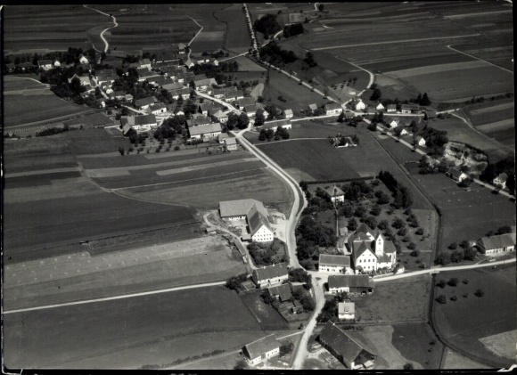 Postcard Klosterbeuren Babenhausen in Swabia, aerial photograph