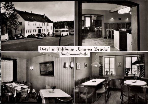 Postcard Kirchbauna Baunatal in Hesse, Hotel-Inn Bauner Brucke
