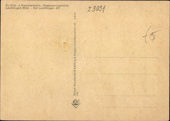 Postcard Leichlingen in the Rhineland, Evangelisches Rüst u Freizeitheim Hasensprungmühle