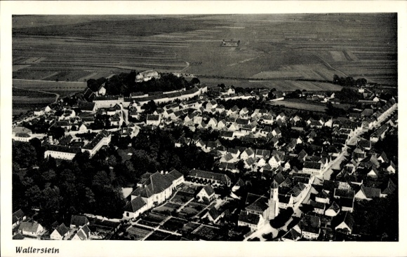 Postcard Wallerstein in Swabia, aerial photograph