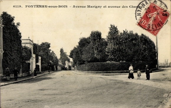 Postcard Fontenay sous Bois Val de Marne, Avenue Marigny, Avenue des Champes