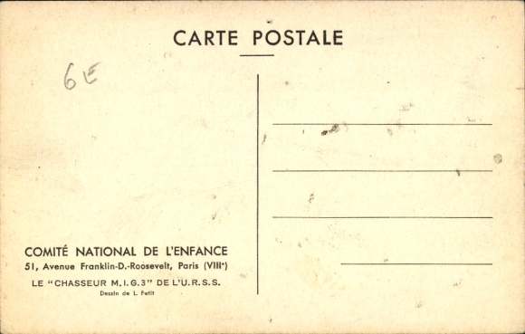Kunstenaarsbriefkaart Louis Petit, Russische militaire vliegtuigen, MIG 3, gevechtsvliegtuigen, Sovjet-Unie, USSR