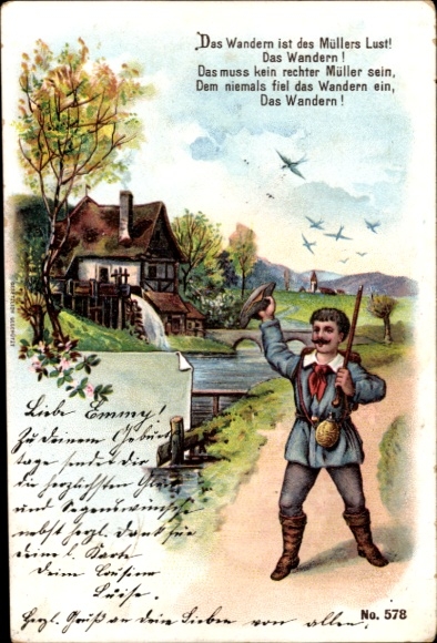 Chromo-Litho Village Idyll, Wandering is the miller's joy, wandering! That doesn't have to be a real miller