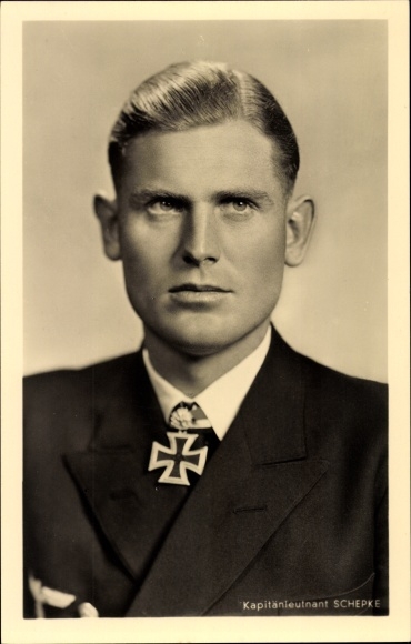 Postcard Kapitänleutnant Joachim Schepke, U-boat Commander, Kriegsmarine, Knight&#39;s Cross recipient