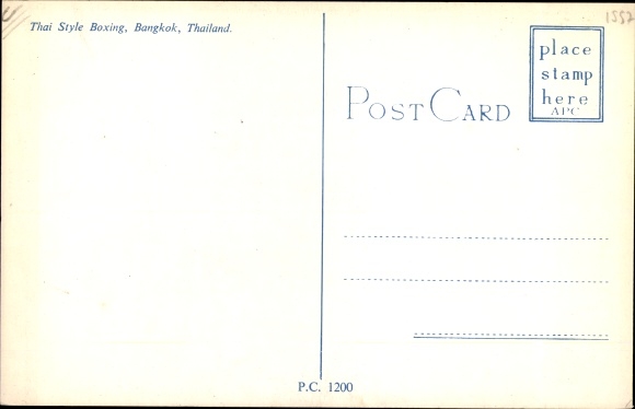 Postcard Bangkok Thailand, Thai Style Boxing
