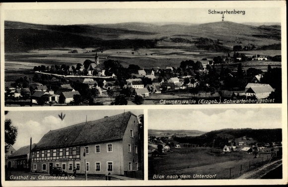 Ak Kämmerswalde Cämmerswalde Neuhausen in het Ertsgebergte, Schwartenberg, Unterdorf, herberg