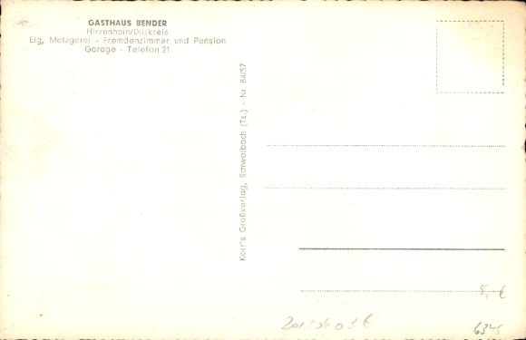 Postcard Hirzenhain Dillkreis Eschenburg, partial view, Gasthof Bender, Aero Club School