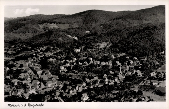 Postcard Alsbach Hähnlein on the Bergstraße Hesse, aerial photograph