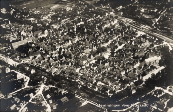 Postcard Memmingen in Swabia, aerial photograph