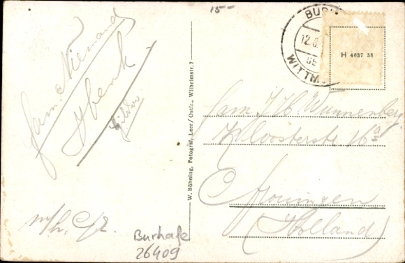 Postcard Burhafe Wittmund in East Frisia, church, street sections