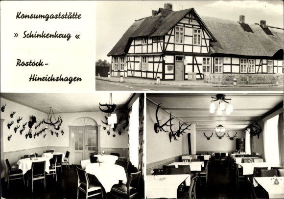 Postcard Hinrichshagen in Western Pomerania, consumer restaurant Schinkenkrug