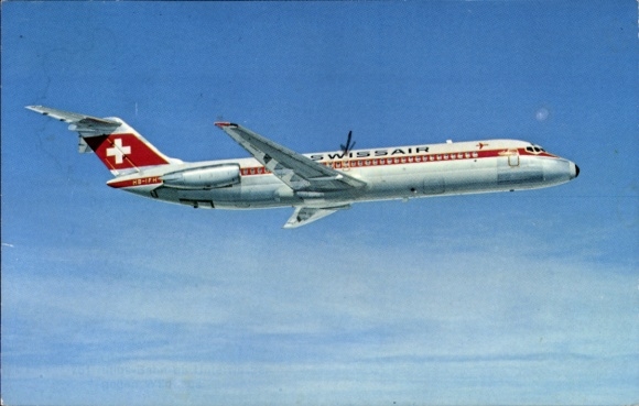 Postcard Swiss passenger aircraft of Swissair, McDonnell Douglas DC-9-32, HB-IFH