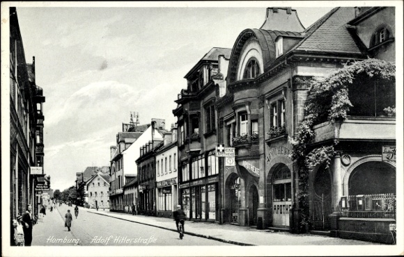Postcard Homburg in der Pfalz Saarland, Adolf Hitler Street, Pharmacy