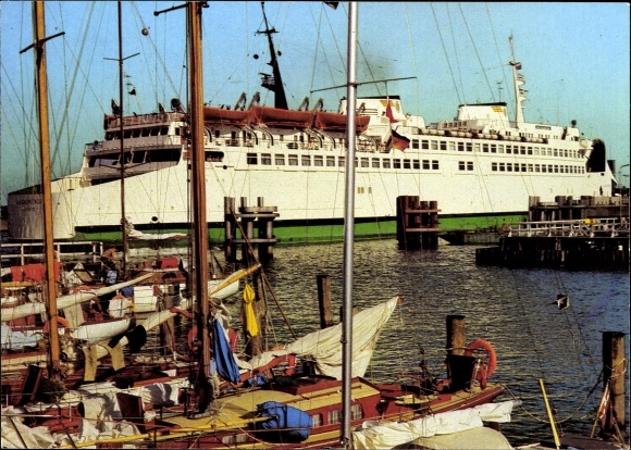 Postcard Ostseebad Warnemünde Rostock, ferry Warnemünde