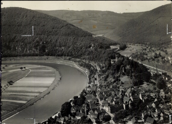 Ak Neckarsteinach in Hessen, Blick auf Neckarsteinach mit Neckar.