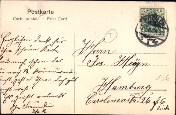 Postcard School Principal Hinrich Hormann, Member of the Reichstag for Bremen, runoff election 1 February 1907
