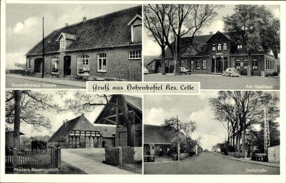 Ak Hohenbostel Bienenbüttel, Dorfstraße, Gasthaus, Bauerngehöft, Geschäftshaus Siebels