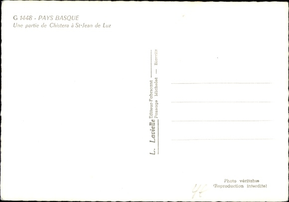 Postcard Saint Jean de Luz Pyrenees Atlantiques, Part of Chistera