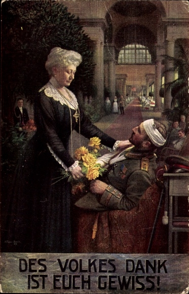 Artist Postcard Fischer, The people's thanks are certain, Empress Auguste Viktoria visits the hospital
