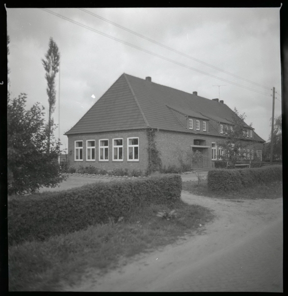 6 celluloid negatives Erlte Visbek in Lower Saxony, school, house, street