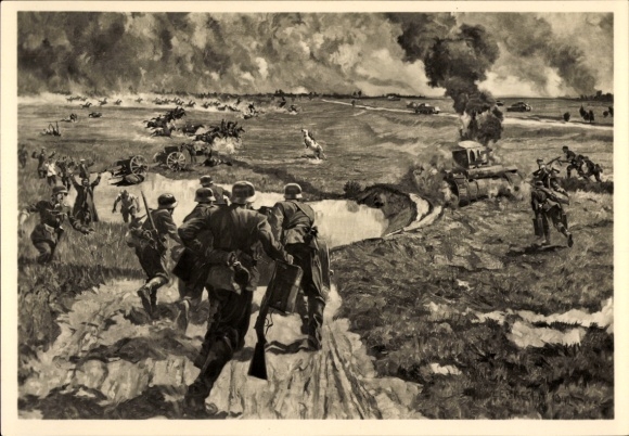 Künstler Ak Lebrecht, Georg, Eingekesselt, Deutsche Wehrmacht, Kesselschlacht, II. WK, HDK 420