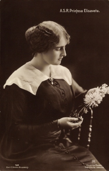 PC Princess Elisabeth of Romania, portrait, flowers, RPH 122
