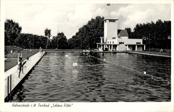 Postcard Holzwickede in the Ruhr area, outdoor pool Schöne Flöte