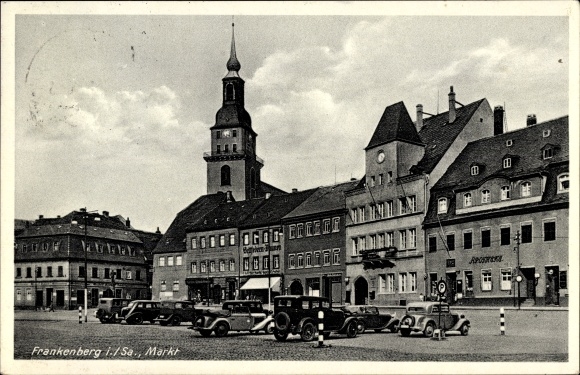 Ak Frankenberg an der Zschopau, Partie am Markt, Apotheke, St. Aegidienkirche