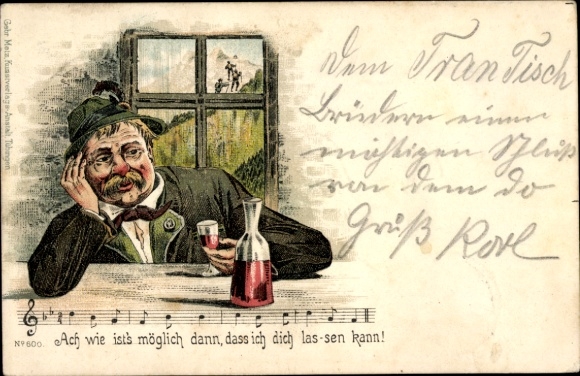 Song Chromo-Litho Drunk man at the table, Oh how is it possible then...