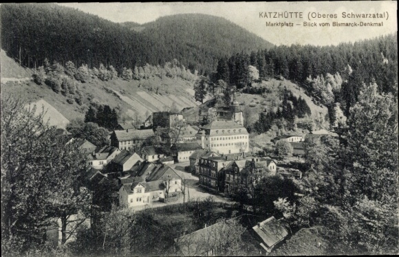 KP Katzhütte w Schwarzatal, rynek, widok z pomnika Bismarcka