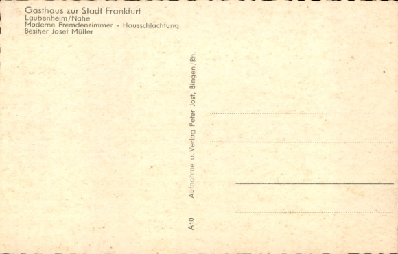 Postcard Laubenheim an der Nahe, Gasthof zur Stadt Frankfurt, partial view of the village