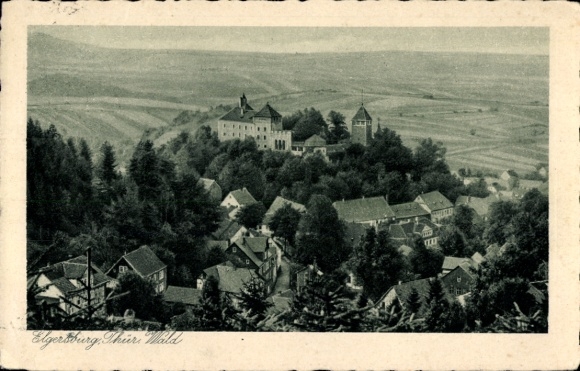 Postcard Elgersburg in Thuringia, castle Thuringian Forest, landscape, old architecture