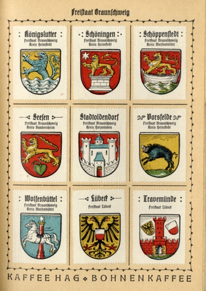 German coat of arms collector&#39;s picture album Kaffee HAG Handelsgesellschaft, Bremen around 1930