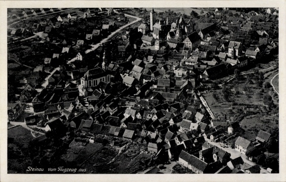 Postcard Steinau an der Straße Hessen, bird's eye view of many houses and churches visible