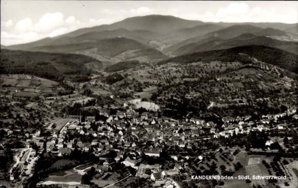 Postcard Kandern in the Black Forest Baden, aerial view of Baden, in the Black Forest, hilly landscape
