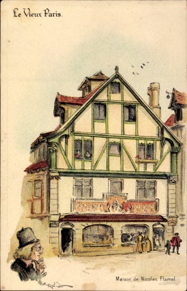 Artist Chromo-Litho Robida, A., Paris, Le Vieux Paris, Maison de Nicolas Flamel