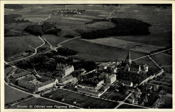 Postcard Sankt Ottilien Eresing in Upper Bavaria, Archabbey of Sankt Ottilien, aerial photograph