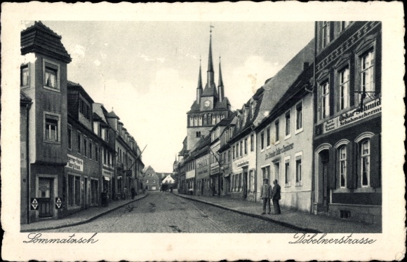 Ak Lommatzsch in Saksen, Döbelner Straße, schoenmaker Oskar Schmidt