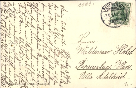 Postcard Berlin Wilmersdorf Grunewald, Grunewaldsee with hunting lodge, quiet nature, water view