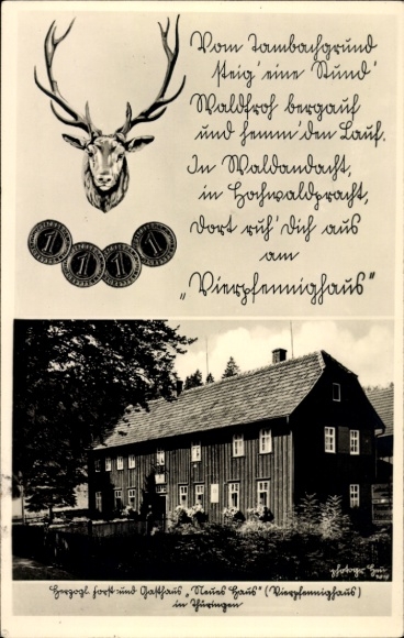Postcard Tambach Dietharz in Thuringia, Vierpfennighaus, Gasthaus Neues Haus