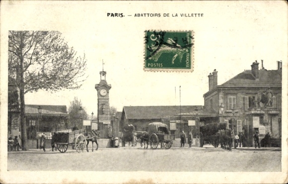 Ansichtkaart Parijs XIX La Villette, slachthuizen