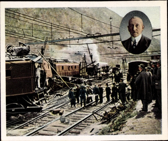 Zdjęcie z kolekcji Okres powojenny nr 76 kwiecień 1924 r. dr hab. Carl Helfferich, wypadek kolejowy Bellinzona