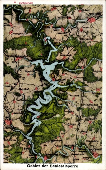 Postcard Hohenwarte Thuringia, Saale Dam, map, area of the Saale Dam