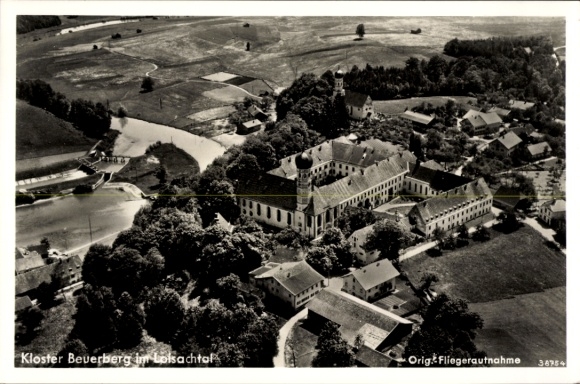 Postcard Beuerberg in the Loisach Valley Eurasburg Upper Bavaria, aerial photograph, monastery